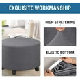 thumbnail image 3 of Round Ottoman Storage Cover Folding Stool Covers Furniture Protector Cover for Footrest Ottoman Fit Dia 24" - 29" Gray, 3 of 6
