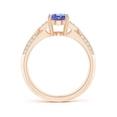 thumbnail image 2 of ANGARA Natural Oval 1.25 ct Tanzanite Solitaire Ring with Pave Diamonds in 14K Rose Gold for Women (Size-8x6mm) | December Birthstone, Anniversary, Jewelry Gift for Women | Natural Tanzanite Ring, 2 of 8
