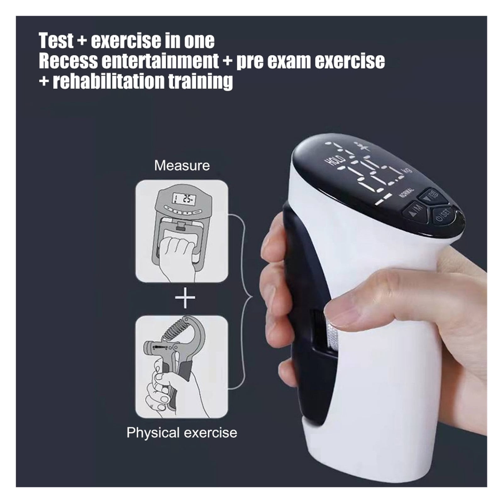 Rechargeable Auto Capturing LED Digital Display Electronic Hand Grip Power Trainer Tester Smart Exerciser Hand Dynamometer