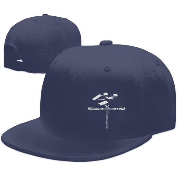 Wikjxiz Think While Hats for Men Women Adjustable Flat Bill Brim Dad Hats Fashion Baseball Cap Black