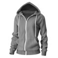 thumbnail image 2 of Ecqkame Women's Waffle Hoodies Lightweight Zip Up Long Sleeve Hooded Casual Jacket Solid Color Comfortable Sweatshirts Gray M, 2 of 9