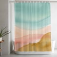 thumbnail image 4 of Abstract Beach Shower Curtain, Watercolor Teal Pink Brown Gradient Landscape Waterproof Shower Curtain Set with 12 Hooks Lightweight Bath Curtains Fabric Bathroom Decor 72x78 Inches, 4 of 9
