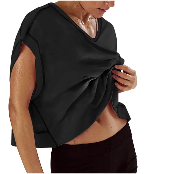 Women Open Back Workout Shirts Short Sleeve Backless Tops Casual Yoga Y2k Athletic Gym Slouchy Crop Running Tee Shirt