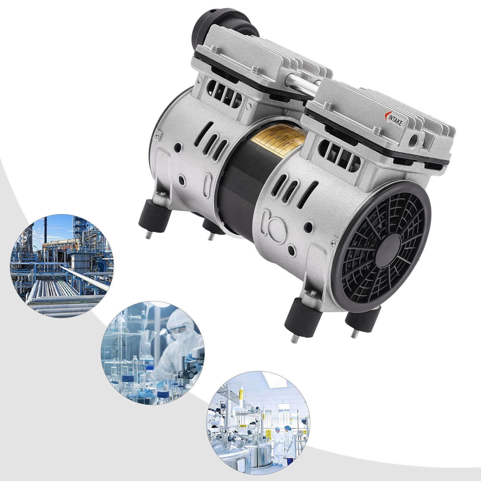 Silver Aluminum Oil-Free Vacuum Inflator 370w Large Flow, Low Noise And High Efficiency 110v Industrial Vacuum Pump