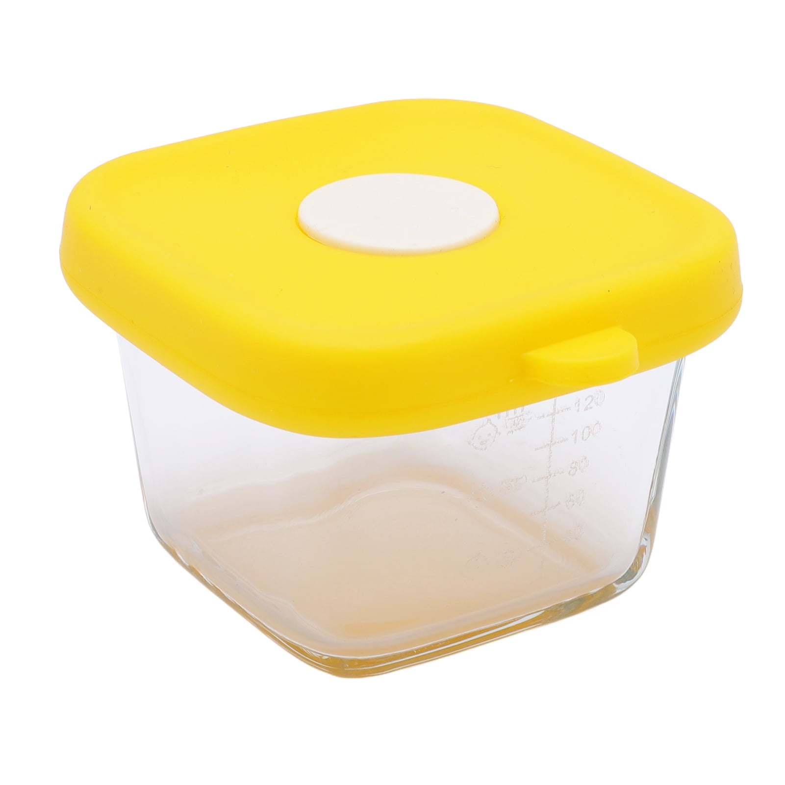 LAZIOEGR 4-Pack Baby Food Storage Jars Glass Meal Prep Containers with Airtight Silicone Lids, 4.7 oz / 140ml Infant Snack Dispenser Bowls for Freezer and Microwave, Yellow