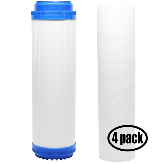 4-Pack Replacement for Filter Kit for 3M Aqua-Pure SS4 EPE-316L RO System - Includes Polypropylene Sediment Filter & Granular Activated Carbon Filter - Denali Pure Brand