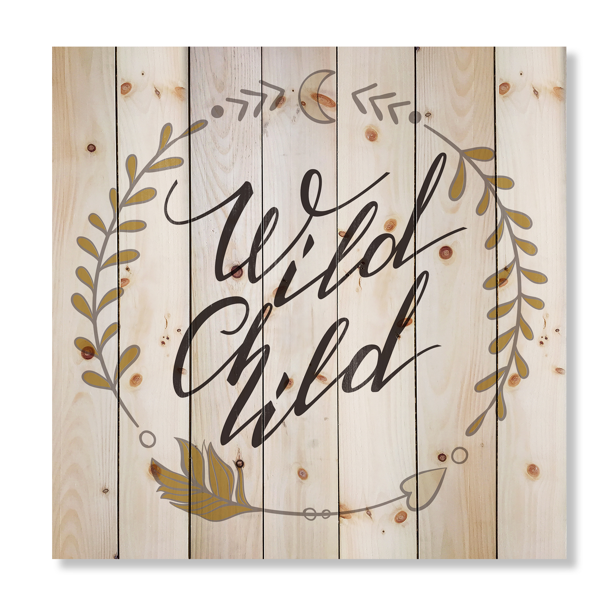 Designart 'Wild Child Under Arrows Circled' Traditional Print on Natural Pine Wood