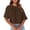 Brown, variant on Timegard Crop Tops for Women Drop Shoulder Crewneck Loose Solid Color Casual Comfy Tee Blouse Summer