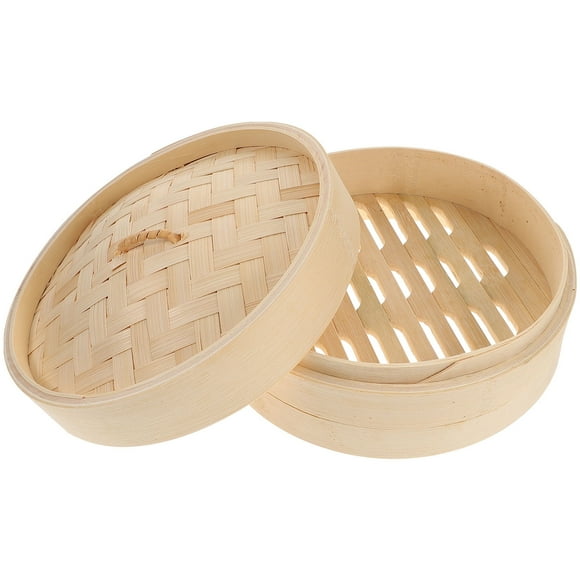 1 Set of Bamboo Food Steamer Covered Bamboo Dumpling Steamer Basket Reusable Bamboo Steamer