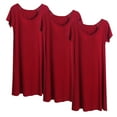 thumbnail image 1 of Timegard Robe de Nuit pour Femmes Pyjama 3 Pcs Col Rond Manches Courtes Ample Confortable Mi-Longue Robe de Maison, 1 of 3