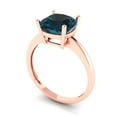thumbnail image 2 of Solitaire Engagement Ring for Women - 2.5ct Natural London Blue Topaz in 14K Rose Gold Promise Ring, 2 of 5