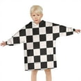 thumbnail image 3 of Black and White Checkered Pattern Blanket Hoodies for Kids 6-13YR Oversize Wearable Blanket Hoodies for Boys Girls Teens, 3 of 7