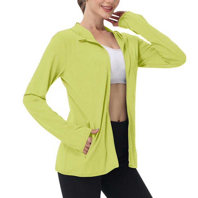 SHTXOZHI Veste Athlétique Légère pour Femmes Protection Solaire Fermeture Éclair Complète Manches Longues Chandails à Capuchon Randonnée Extérieur