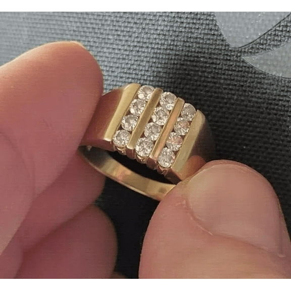 Forever Jewels 2Ct Round Cut Moissanite Men Engagement Ring 14K Yellow Gold Plated