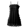 thumbnail image 5 of OOOUM Women Lace Thin Spaghetti Strap Camisole Tunic Tank Top Loose Flow Satin Sleeveless Shirt Summer Lounge Sleep Daily Layering Blouse Black S, 5 of 5