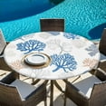 thumbnail image 5 of Coastal Blue Coral Round Tablecloth 55-60 Inch Round Fitted Table Cloth with Elastic Edge, Summer Watercolor Ocean Sea Waterproof Table Cover Protector for Outdoor Picnic Party Dining, 5 of 6