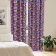 thumbnail image 2 of Ambesonne Tropical Window Curtains, Monsteras Palm Leaf Pastel, Each 28" W x 63" L, Dark Magenta and Apricot, 2 of 4