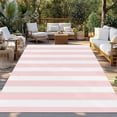 thumbnail image 3 of Outdoor Rug 6x9 ft Pink White Geometric Stripes Waterproof Outdoor Patio Rug Mat Non Slip Outside Area Rugs Carpet for RV,Camping,Porch,Deck,Pool,Balconybackyard,Minimalist Modern Art, 3 of 9