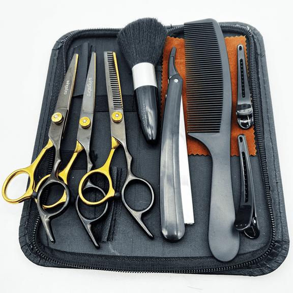 wingsbro 6.7 inches Haircutting Scissors Kit, Flat and Thinning Scissors with Hair Accessories