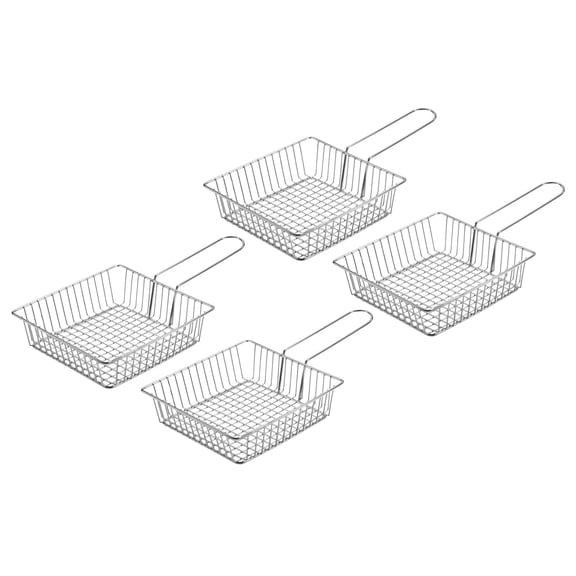 Uxcell Mini Square Fry Basket Reusable Holder Fry Chip Basket 5.91Inch Stainless Steel Food Baskets Silver 4 Pack