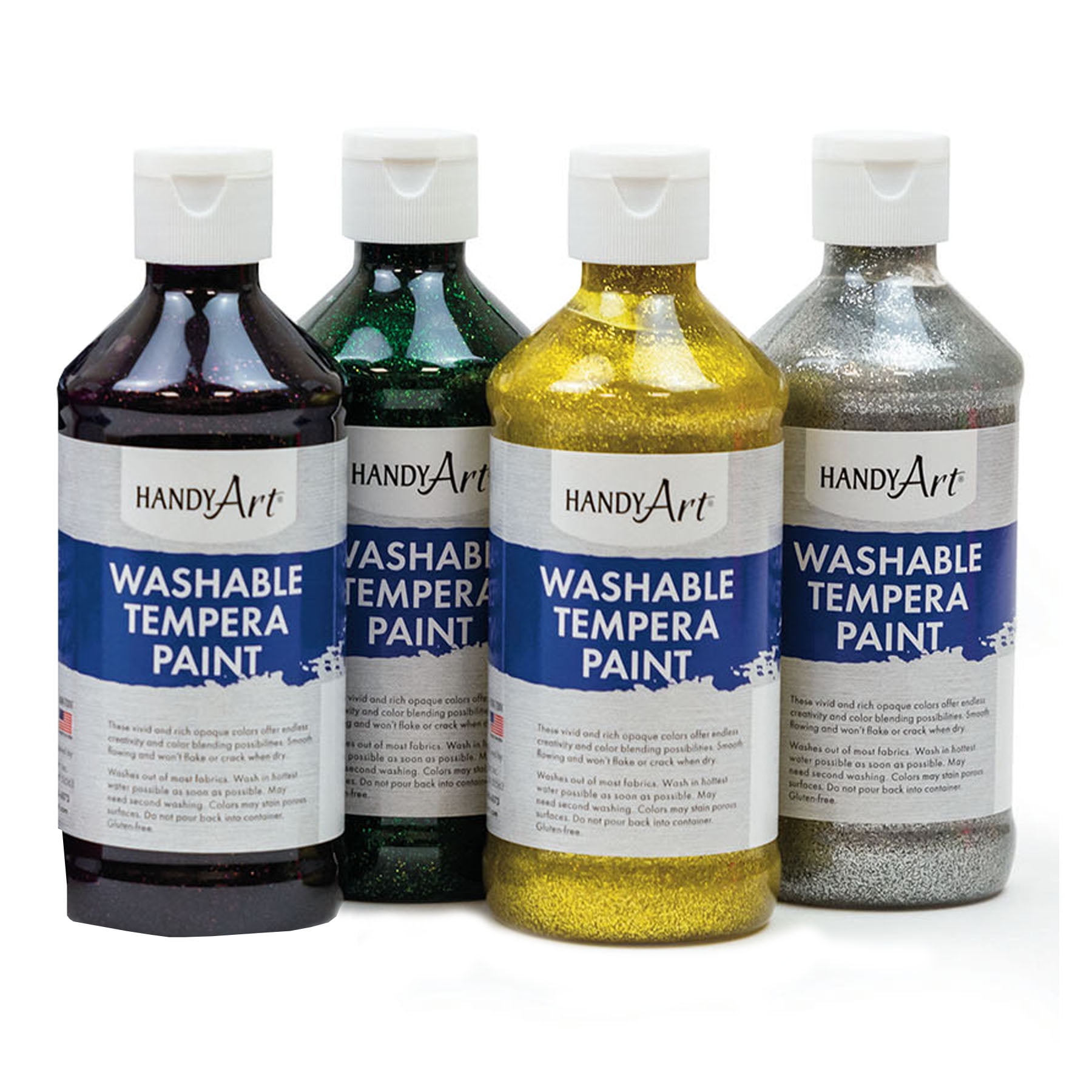 Handy Art Glitter Washable Paint, 8 oz, Set of 9