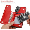 thumbnail image 4 of REQO Compatible with Samsung Galaxy S21 Wallet Case with Card Holder, PU Leather Kickstand Card Slots Case, Double Magnetic Clasp and Durable Shockproof Cover 5G 6.2 Inch(Red), 4 of 7