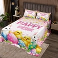 thumbnail image 2 of Erosebridal Cute Rabbit Chicken Coverlet Set Twin, Happy Easter Bedding Set, Pink Floral Bedroom Decor 2pcs, 2 of 5