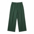 thumbnail image 5 of Women's Cotton Linen Blend Wide Leg Pants High Waisted with Pockets, Casual Loose Flowy Trousers for Summer Commuting Work Beach Capri | VerBelle,Green L, 5 of 9