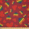 thumbnail image 2 of Ambesonne Pride Fabric by the Yard Microfiber, Hearts in Rainbow Colours, 3 Yards, Ruby Blue and Green, 2 of 2