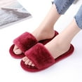 thumbnail image 4 of 4 Colors Winter Women Plush Slippers Non Slip New Brand Shoes Faux Fur Warm Open Toe Flat Footwear Fashion Indoor or Outdoor Slippers, 4 of 5