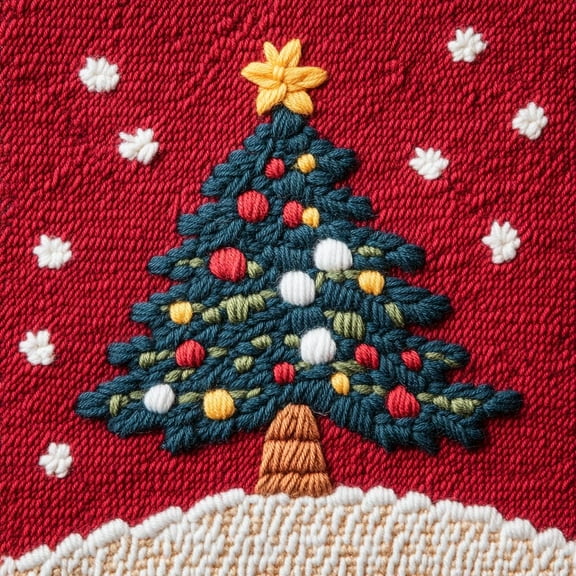 DIY Punch Needle Kits for Beginners Christmas Tree with Red with Hoop Embroidery Punch Needle Starter Craft Set Easy for Adults and Children Festival Gift and Decoration 20x20cm-4