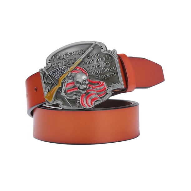 Cinturón de cuero con occidental para hombre, hebil de cinturón , cintura clásica - marrón única Sunnimix Western Cowboy Belt