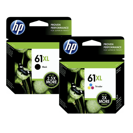 Original 61Xl High Yield Black and High Yield Tri-Color Printer Cartridges Combo compatible with HP Printers