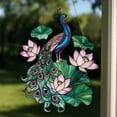 thumbnail image 2 of Peacock And Lotus Faux Stained Glass Acrylic Suncatcher - Elegant Bird Window Hanging - Garden Decor Gift For Nature Lovers, 2 of 4