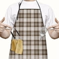 thumbnail image 2 of Brown and White Checkerboard Checkered Apron-Garden Aprons for Women with Pockets-Cotton Linen Waterproof Kitchen Cooking Gardening Aprons Adjustable for Kitchen,Cooking,BBQ and Salon 33x27 Inch, 2 of 7