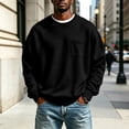 thumbnail image 2 of Fabrcox Fleece Lined Mens Sweatshirt Crew Neck Long Sleeve Shirt Men Streetwear Outdoor Athletic Workout Fall Winter Warm Mens Pullover with Chest Pocket Black L, 2 of 6