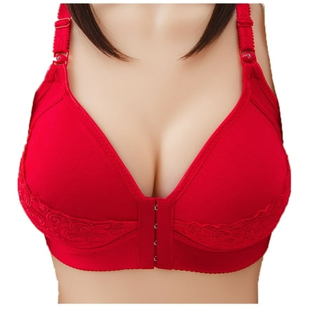 

DNDKILG Womens Padded T Shirt Bras No Underwire Plunge Full-Coverage Extreme Lift Underwire Bra Front Closure Bras Red 38