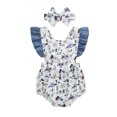 thumbnail image 2 of Musuos Newborn Girl Summer Jumpsuit 0-18Months Duck Print Ruffles Sleeve Romper and Headband Set Baby Cute Clothes Outfits, 2 of 8