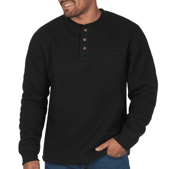 The American Outdoorsman Long-Sleeve Sherpa Lined Waffle Henley Shirts For Men