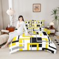 thumbnail image 4 of Homewish Yellow White Lines Queen Comforter Set,Geometric Stripe Bedding Sets,Abstract Desgin Bedding Comforter Set For Adult,Luxury Bedroom Decor,3-Piece, 4 of 8
