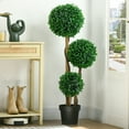 thumbnail image 2 of HOMCOM 3.6ft Artificial Tree, Three Ball Boxwood Topiary for Indoor Outdoor, 2 of 10