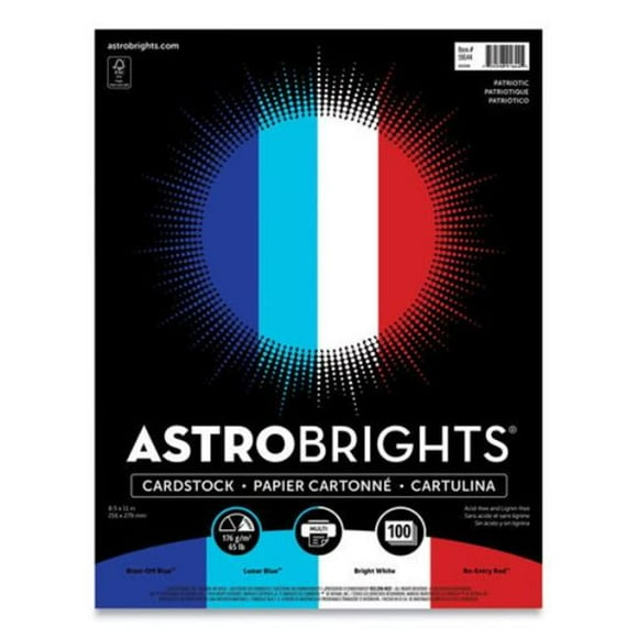 Neenah Papier WAU91644 8.5 x 11 Po. Couleurs Patriotiques Assorties, Lot de 100