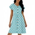 thumbnail image 3 of BUIGTTKLOP Summer Dress for Women Ruffle Sleeve Mini Dress Dotted Casual Flowy Buttton down Sundress with Pockets, 3 of 5