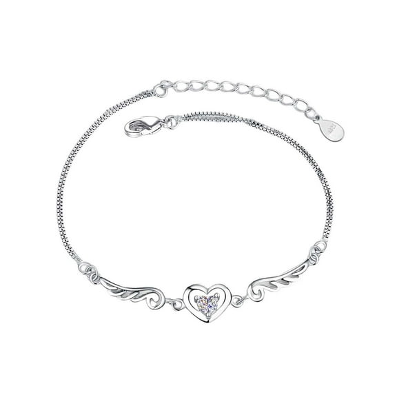 MOQIN Heart Bracelets For Women Teen Girls Love Heart Charm Chain Bracelet Anniversary and Birthday Gifts for Mother Wife Girls