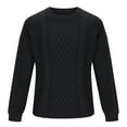 thumbnail image 5 of TFEOQRY Fashionable Men's Round Neck Sweater Long Sleeved Solid Color Pullover Knitted Sweater Tops Black, 5 of 5