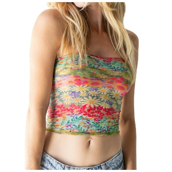 Women Strapless Bandeau Crop Top Sleeveless Shirts Going Out Streetwear Tube Tops for Women