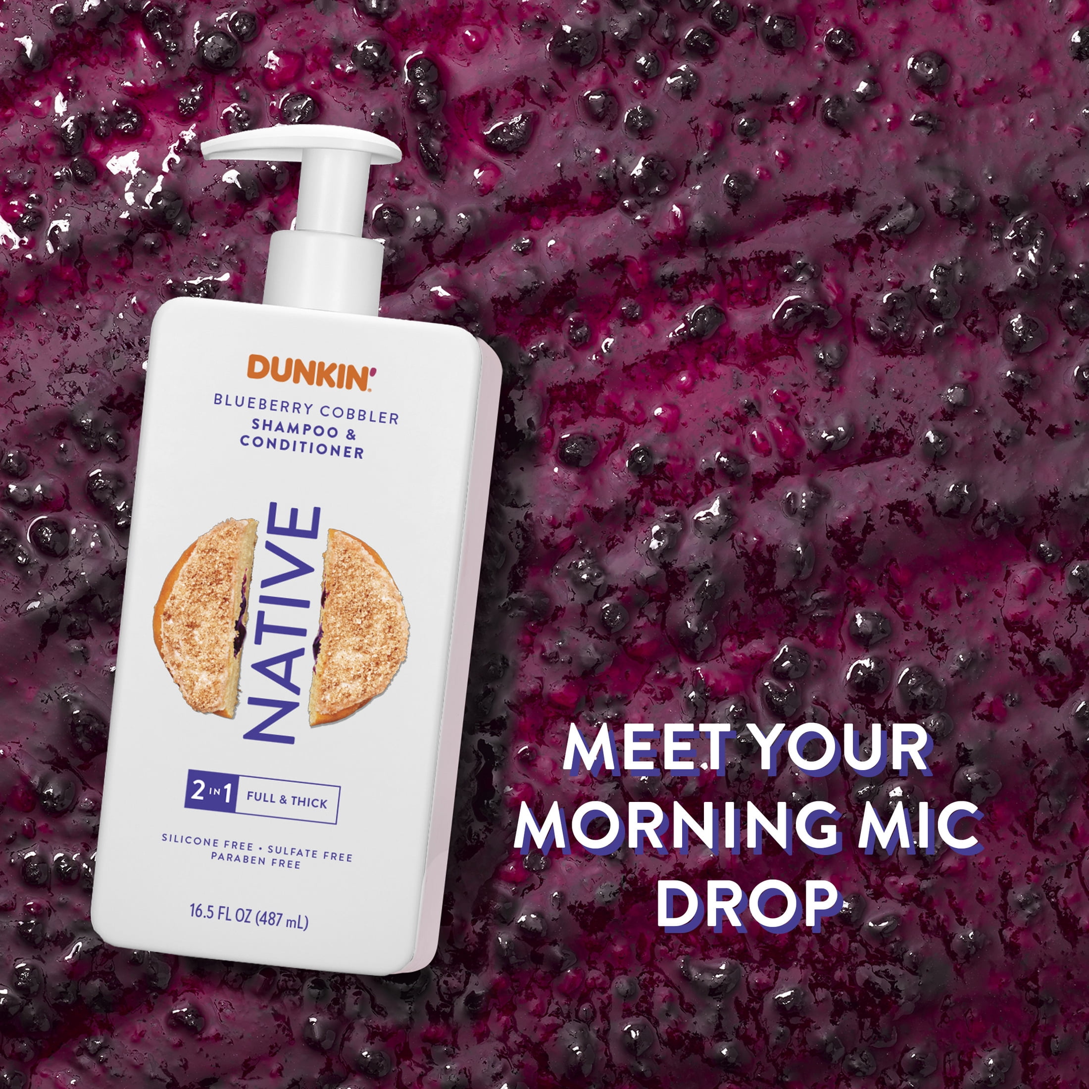 Native 2in1 Shampoo and Conditioner, Dunkin' Blueberry Cobbler, Sulfate Free, 16.5 fl oz