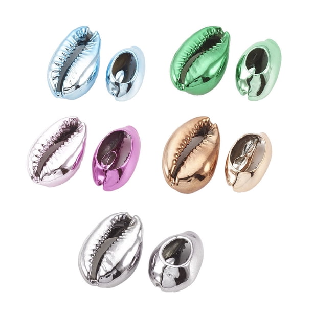EeaseMX 100 cuentas de concha galvanizadas, conchas cauri naturales, para hacer pulseras y tobilleras, colores variados.