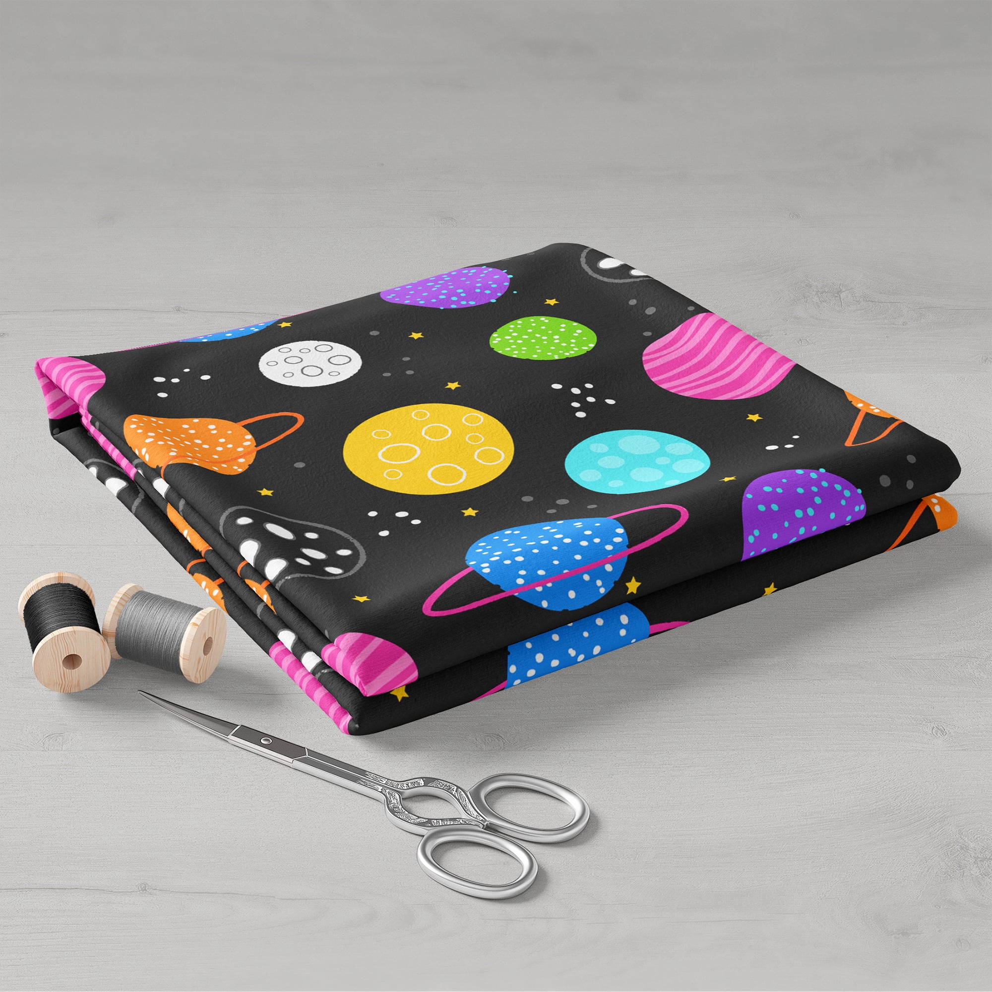 Create It 18"x21" Cotton Space Precut Sewing & Craft Fabric, Black 10 Pieces