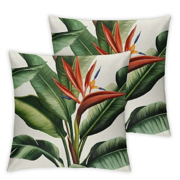 Heduofu Tropical Leaves Throw Pillow Covers Set of 2 Green Palm Leaf Monstera Botanical Pillows Case Cushion Covers for Outdoor Couch Sofa Patio Decor 22x22in